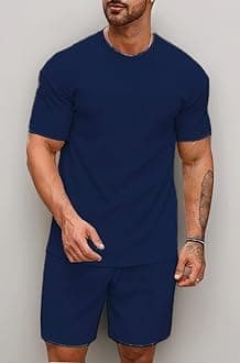SMOWKLY Men's Premium Cotton Blend Pyjama Set || Stylish Round Neck T-Shirt and Shorts || Casual Night Suit Wear Set for Man