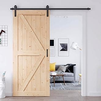 EaseLife 36in x 84in Sliding Barn Door with 6.6FT Track Hardware & Handle Included,DIY Assemblely,Easy Install,K-Frame