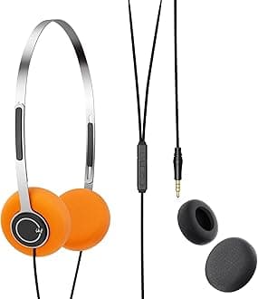 Y3 Wired Headphones, Retro Classic Headset, Adjustable Headband, 3.5mm Jack, Lightweight, Replaceable Orange Ear Pads 80S 90S Y2K Old School Suitable for Computer/PC/Laptop/CD Player