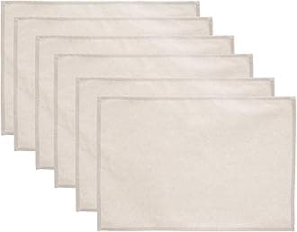 Lify Cotton Canvas Placemats - DIY Table Mats Heat-Resistant Non-Slip Insulation Table Runner for Kitchen Dining Room Table Decoration- Set of 6 (Off-White)