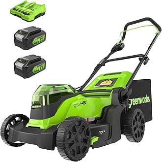 48V (2 x 24V) 17" Brushless Cordless Lawn Mower (2) 4.0Ah Batteries and Dual Port Fast Charger Included