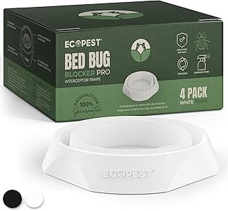 Bed Bug Interceptors – 4 Pack | Bed Bug Blocker (Pro) Interceptor Traps (White) | Insect Trap, Monitor, and Detector for Bed Legs