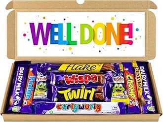 – Well Done Selection Box Chocolate Hamper | Letter Box Gift | 10 Fullsize Dairy Milk Chocolate bars | Ideal Graduation Gifts For Women, Men, Kids