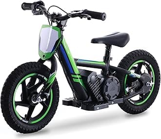 Electric Dirt Bike for Kids Aged 3-6, 170W Racing Grade Electric Motorcycle, New Aluminum Frame with 2 Power Modes, 24V Detachable Battery, 12IN Knobby Tires