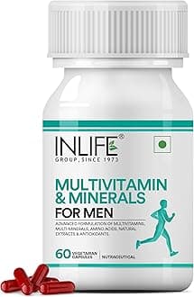 INLIFE Multivitamin for Men with Biotin Ginseng Ashwagandha Zinc Magnesium Vitamin D3 B12 & Minerals Amino Acids Antioxidants | 60 Capsules (Pack of 1, 60) (Pack of 1)