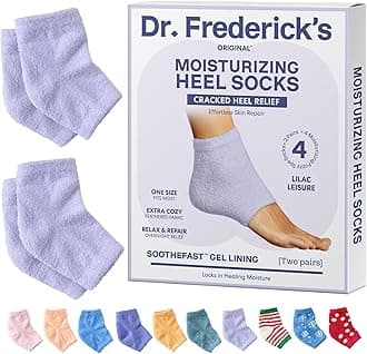 Dr. Frederick’s Original Moisturizing Fuzzy Heel Socks - Cozy Gel-Lined Socks for Dry Cracked Heels - 2 Pairs - Overnight Foot Care with Olive Oil, Vitamin E - Gifts for Women & Men - Lilac Leisure