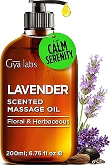 Gya Labs Lavender Massage Oil - 200 ml - Ultimate Relaxation for Body and Mind, Lavender Scented Massages for Total Body Comfort - Non-Greasy Formula, Non-GMO and Cruelty-Free
