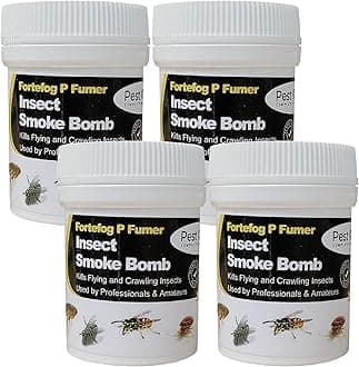 Smoke Bomb Professional Strength Fogger Fumigator for Fleas Bed bugs Moths Cluster fly Spider Poultry Red Mite and all insects Killer Midi Fumer 11g by Pest O One® (Pack of 4)