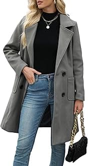 Women Winter Wool Blend Camel Mid-Long Coat Notch Double-Breasted Lapel Jacket Outwear