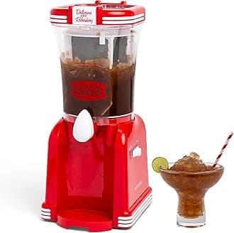 Coca-Cola Frozen Drink Maker and Margarita Machine for Home - 32-Ounce Slushy Maker with Stainless Steel Flow Spout - Easy to Clean and Double Insulated - Red