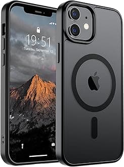 Magnetic for iPhone 12 Case/iPhone 12 Pro Case (Compatible with MagSafe)(Military Grade Drop Protection) Translucent Matte Shockproof Phone Cover,Black