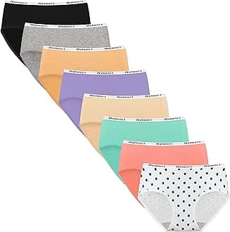 NalwortGirls Panties Big Kids Cotton Underwear for Teens Briefs Pack of 8