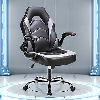 OLIXIS Big and Tall Office Desk Leather Gaming Computer Chair with Adjustable Swivel Task and Flip-up Arms for Adults,Teens