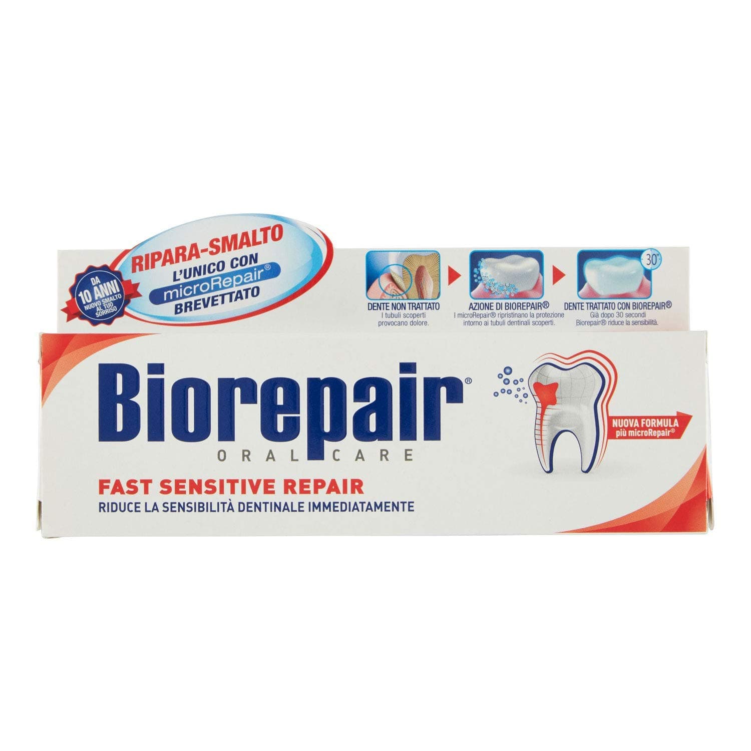 "Fast Sensitive Repair" Toothpaste with microRepair, New Formula - 2.5 Fluid Ounce (75ml) Tube [ Italian Import ]