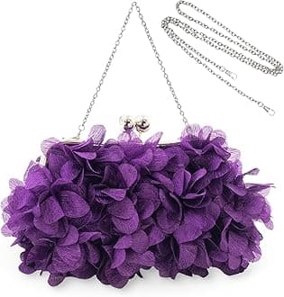 Women Elegant Evening Purse, Small Floral Clutch Bag with Detachable Chain for Wedding, Party, Prom