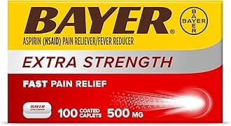 Aspirin Extra Strength, Aspirin 500mg, Pain Relief Pills, Fever Reducer and Headache Relief for Adults, 100 ct
