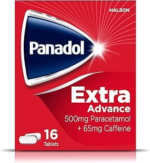 – Extra Advance Painkillers, 500mg Paracetamol Tablets with 65mg Caffeine, Pain Relief for Migraines, Headaches, Backache, Joint Pain, Period Pain and Toothache, Pack of 16.