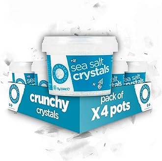 Cornish Sea Salt - Crystals - Crunchy Mineral Crystals with Calcium, Potassium and Magnesium and Reduced Content of Sodium - Spices for Cooking, Cooking Salt - 4 x 75g