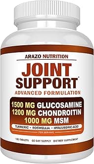 Glucosamine Chondroitin Turmeric Msm Boswellia Joint Support Supplement for Relief (10oz,180 Tablets)