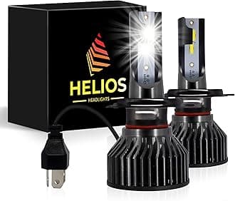 HELIOS H4 / HB2 Headlight Bulbs Led 18000 LM Super Bright Fan Cooling All In One Cool White Conversion Kit Hi/Lo (DC 9-30V) 6000K (36W x2) 30,000Hours over 200% Brighter, Braided Cable
