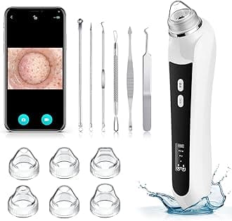 Blackhead Remover Vacuum, Black Head Extractions Tool with Camera for USB Interface Type Pore Vacuum, Men and Women Pore Cleaner, 6 Suction Heads & 3 Adjustment Modes (Black)