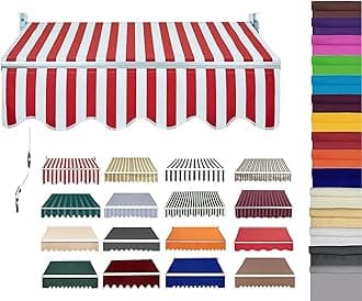 Retractable Patio Awning Replacement Fabric (Without Frame) Waterproof Shade Sun Shade Awning Cover Outdoor Patio Canopy Sunsetter Deck Awnings Polyester(D,(16x6.5ft) 5x2m)