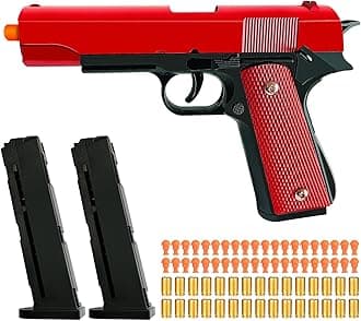 Soft Bullet Toy Gun - Semi-Automatic Mode, Realistic Shell Ejecting Toy Guns(Red)