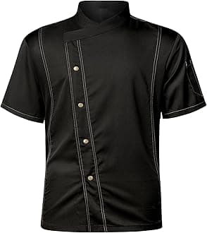 Unisex Chef Coat for Men Women Short Sleeves Solid Chef Jacket Hotel Restaurant Work Shirt Uniform