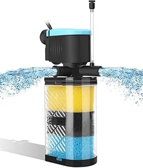 AquaMiracle Aquarium Filter 3-Stage in-Tank Filter Internal Fish Tank Filter Turtle Filter for 70-100 Gallon Fish Tanks with Dual Water Outlet & Aeration