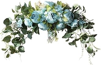 Wedding Arch Flowers, 30 Inch Rustic Artificial Floral Swag for Door Lintel, Green Leaves Rose Peony Sunflowers Table Centerpieces Home Decoration