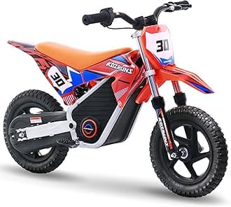 36V Electric Dirt Bike for Kids 3-8, High Performance 250W Racing Grade Motorcycle, Up to 15.5MPH, 3 Speed Settings, 12-Inch Off-Road Tires, Rear Disc Brakes & Advanced Shock Absorption, Orange