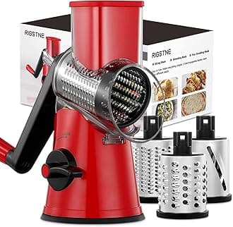 Rotary Cheese Grater, 3 in 1 Cheese Shredder Grater Rotary with Handle, Vegetable Mandoline Slicer Shredder for Vegetable, Cheese, Nut