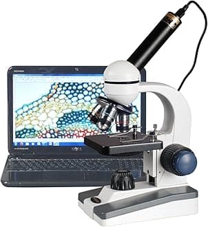 AmScope 40X-1000X LED Student Microscope + 5MP USB Camera (M150C-E5)