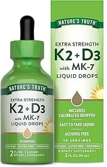 Vitamin D3 K2 Liquid Drops | with MK-7 | 2 Fl Oz | Vegetarian, Non-GMO & Gluten Free Supplement | Essential Support