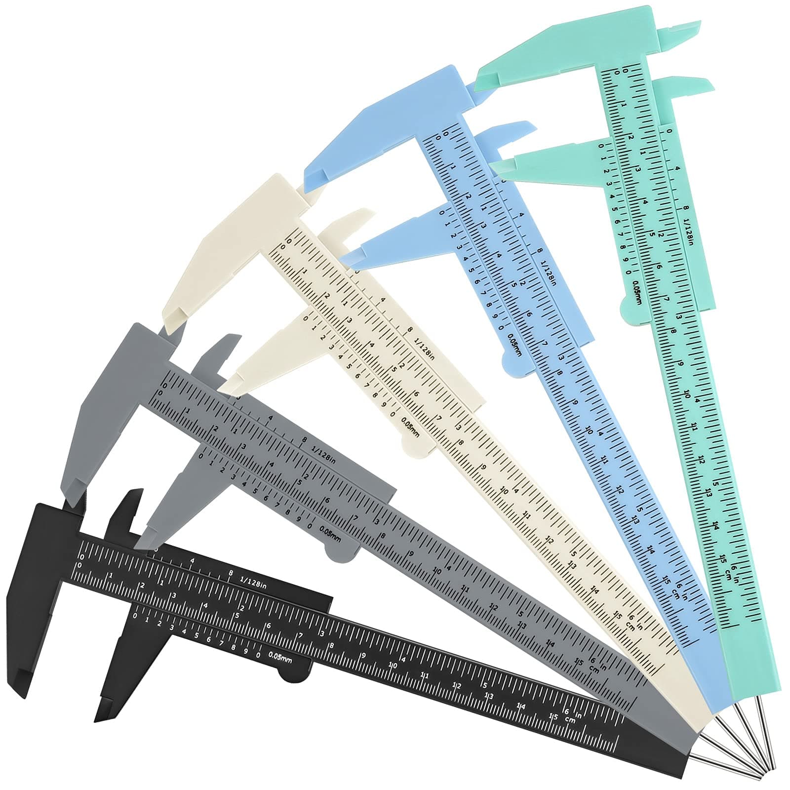 5 Pieces Eyebrow Measuring Ruler Brow Mapping Tool Mini Vernier Caliper Double Scale Plastic Sliding Gauge Ruler for Micro Blading Eyebrow Tattoo Brow Artists(Fresh Colors)