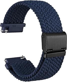 WOCCI 18mm Braided Nylon Watch Band for Men and Women, Quick Release, Black Stainless Steel Buckle (Blue)