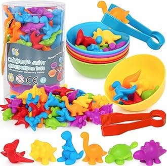Dinosaur Toys,Color Sorting Toys for Toddlers,Montessori Education Learning Toy,Toddler Activities Sensory Training & Counting Games Christmas Stocking Stuffers Gifts for 3 Year Old Boys Girls