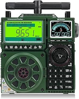 TR113 Shortwave Radio Receiver, AM FM LW WB VHF UHF AIR CB Full Band Radio with SSB Reception, 3 Antenna Ports and Extra Antenna, 1600 Presets, BT, SOS Alert, Rechargeable Battery