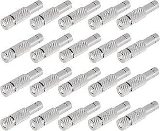 20pcs Brass Mister Nozzles, 6mm Misting Nozzles for Outdoor Cooling System, Landscaping, Air Humidification, Greenhouse Irrigation (with Filter, 0.031"/0.8mm Orifice)