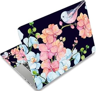 Laptop Skin Sticker Decal 15-15.6 Inches, Universal Reusable Vinyl Sticker for 12.1 13 13.3 14 15.4 Inches Netbook/Notebook PC, Waterproof & Scratch-Resistant (Bird, Nice Flower)