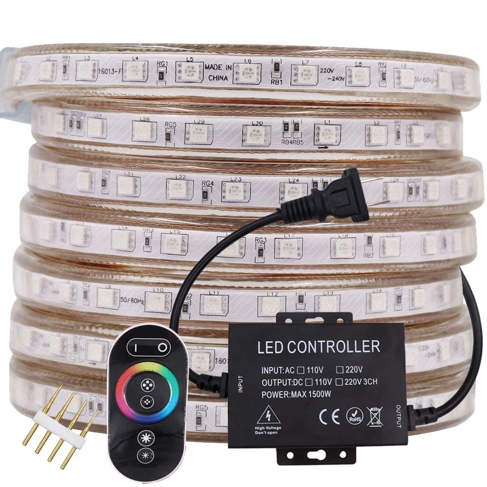 XUNATA 110V Touch Remote LED Rope Strip Light