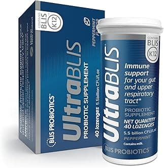 BLIS UltraBLIS Probiotic Lozenges - Immune, Gut & Oral Health, K12, Peppermint - 40 Count