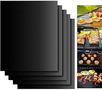 Dailyart 19x15inch Grill Mats for Outdoor Grill, Set of 5 Non-stick Teflon Grill Mat, Upgraded & Enlarged Reusable Grill Mats for Grilling, BBQ Grilling Accessories for Gas, Charcoal, Electric