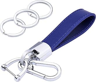 Wisdompro Genuine Leather Car Keychain, Universal Heavy Duty Key Fob Keychain Leather Key Chain Holder for Men and Women