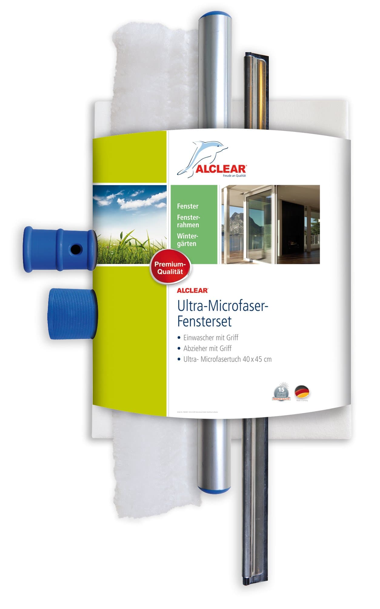 ALCLEARProfessional 960008 Window Set - Microfibre Cleaner, 35cm Squeegee, Windscreen Wiper Set