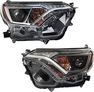TRQ Headlight Assembly Set Headlights Driver & Passenger Side Compatible with 2016-2018 Toyota RAV4 TO2502247 TO2503247