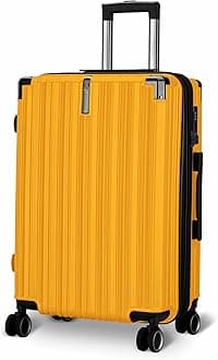 MaletaNova Cabin Trolley Bag | 55 cms, 8 Spinner Wheels | Lightweight Luggage,Expandable|TSA Lock | Trolley Bags for Travel | Suitcase for Travel | Bags for Travelling | (Yellow, Cabin-Small)