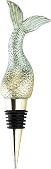 Blush Siren Bottle Stopper, Mermaid Tail Wine Bottle Stopper, Fits Standard Wine Bottles, Wine Preserver, Green, Set of 1 , Gold