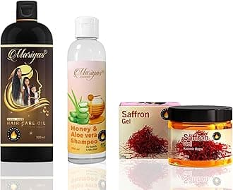 Mariyas Herbal Mariyas Natural Hair Care Combo | Mariyas Hair Oil 200ml,Honey Aloevera Shampoo 200ml & Gel (Saffron)