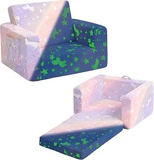 Tiita Kids Sofa, 2-in-1 Kids Sofa Chair, Convertible Chirldren Couch to Lounger, Flip Out Kids Sofa Chair, Toddler Armrest Chair Bed, Folding Kids Play Sofa for Girl or Boy(Twill Pegasus)